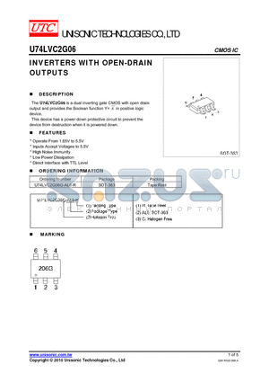 U74LVC2G06 datasheet - INVERTERS WITH OPEN-DRAIN OUTPUTS