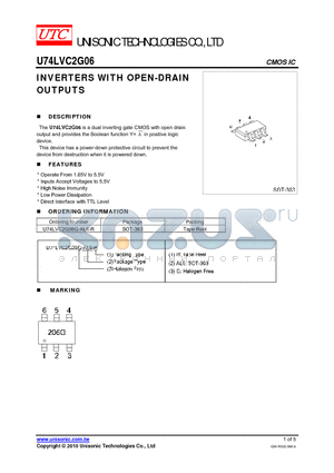 U74LVC2G06G-AL6-R datasheet - INVERTERS WITH OPEN-DRAIN OUTPUTS