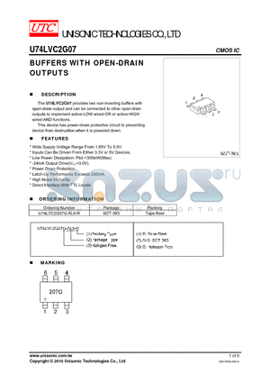 U74LVC2G07 datasheet - BUFFERS WITH OPEN-DRAIN OUTPUTS