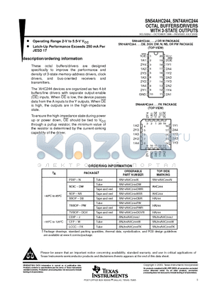 SN74AHC244NSR datasheet - OCTAL BUFFERS/DRIVERS WITH 3-STATE OUTPUTS