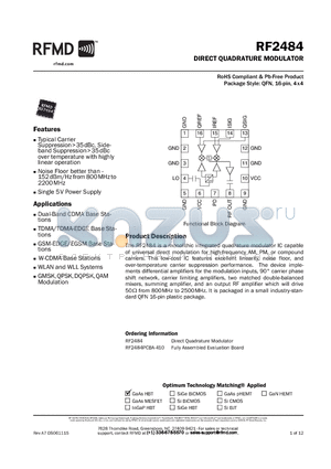 RF2484 datasheet - DIRECT QUADRATURE MODULATOR