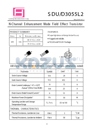 SDD3055L2 datasheet - N-Channel E nhancement Mode Field Effect Transistor