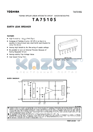 TA7510 datasheet - EARTH LEAK BREAKER