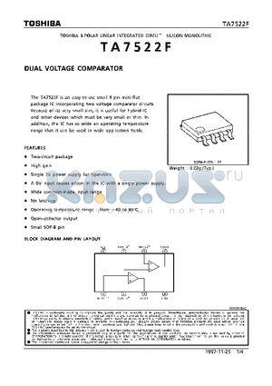 TA7522F datasheet - DUAL VOLTAGE COMPARATOR