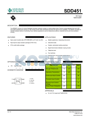 SDD451 datasheet - DC Input Optocoupler