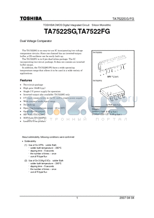 TA7522SG datasheet - Dual Voltage Comparator