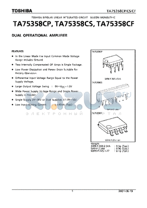 TA75358CP datasheet - DUAL OPERATIONAL AMPLIFIER