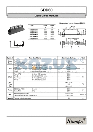 SDD60N14 datasheet - Diode-Diode Modules