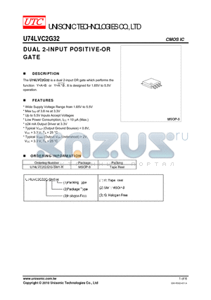 U74LVC2G32 datasheet - DUAL 2-INPUT POSITIVE-OR GATE