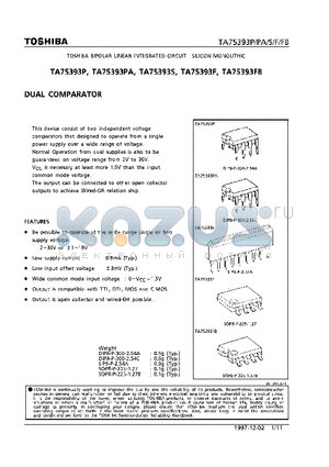 TA75393S datasheet - DUAL COMPARATOR