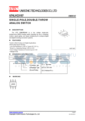 U74LVC3157 datasheet - SINGLE-POLE,DOUBLE-THROW ANALOG SWITCH