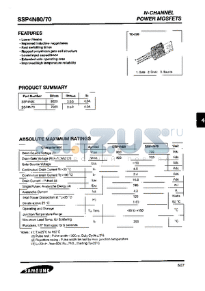 SSP4N80 datasheet - N-CHANNEL POWER MOSFETS