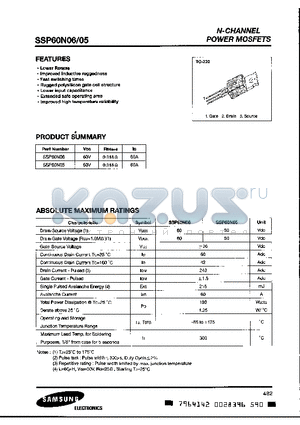 SSP60N05 datasheet - N CHANNEL POWER MOSFETS