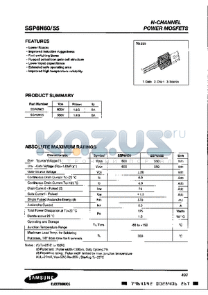 SSP6N60 datasheet - N-CHANNEL POWER MOSFETS