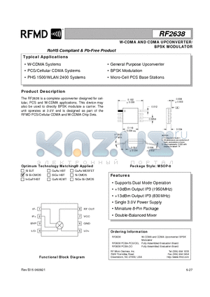 RF2638 datasheet - W-CDMA AND CDMA UPCONVERTER/ BPSK MODULATOR