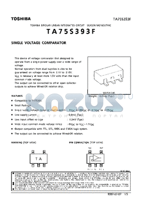 TA75S393F datasheet - SINGLE VOLTAGE COMPARATOR