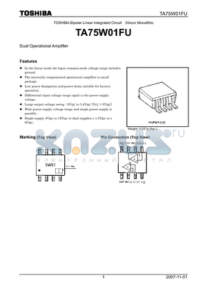 TA75W01FU datasheet - Dual Operational Amplifier