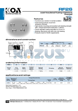 RF26B2ETTA100J datasheet - coat-insulated fusing resistors