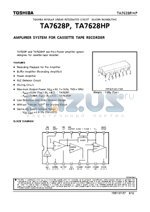 TA7628HP datasheet - AMPLIFIER SYSTEM FOR CASSETTE TAPE RECORDER