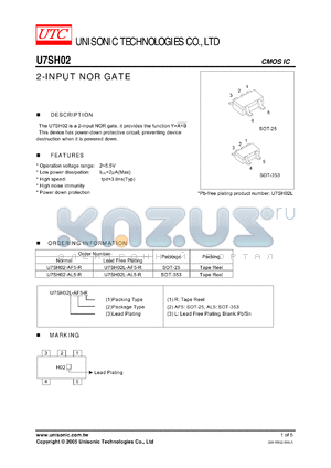 U7SH02 datasheet - 2-INPUT NOR GATE