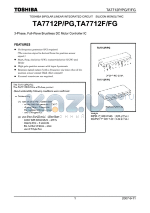 TA7712P_07 datasheet - 3-Phase, Full-Wave Brushless DC Motor Controller IC