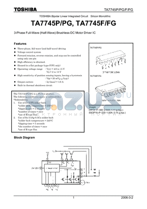 TA7745P datasheet - 3-Phase Full-Wave (Half-Wave) Brushless DC Motor Driver IC