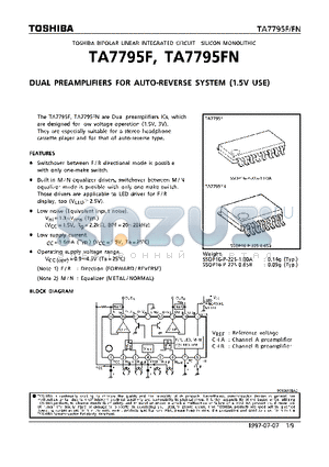TA7795 datasheet - DUAL PREAMPLIFIERS FOR AUTO-REVERSE SYSTEM (1.5V USE)