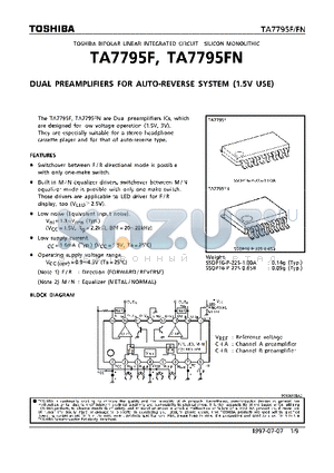 TA7795FN datasheet - DUAL PREAMPLIFIERS FOR AUTO-REVERSE SYSTEM (1.5V USE)