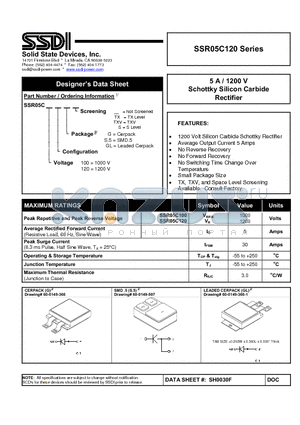 SSR05C120 datasheet - Schottky Silicon Carbide Rectifier