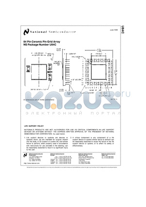 U84C datasheet - 84 Pin Ceramic Pin Grid Array