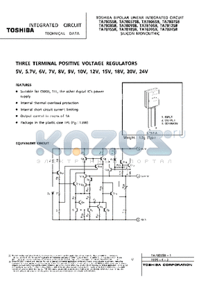 TA7805SB datasheet - THREE TERMINAL POSITIVE VOLTAGE REGULATORS