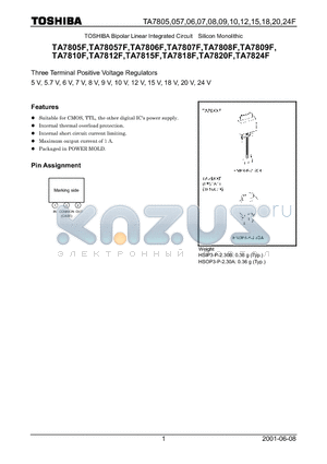 TA7809F datasheet - Three Terminal Positive Voltage Regulators