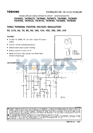 TA7808S datasheet - THREE TERMINAL POSITIVE VOLTAGE REGULATORS