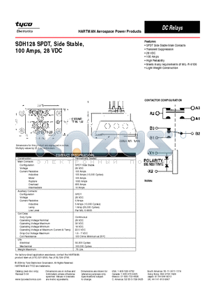 SDH128 datasheet - HARTMAN Aerospace Power Products