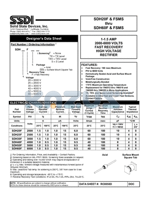 SDH20F datasheet - FAST RECOVERY HIGH VOLTAGE RECTIFIER