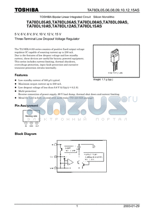 TA78DLXXAS datasheet - Three-Terminal Low Dropout Voltage Regulator