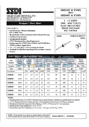 SDH25F datasheet - 1-1.5AMPS FAST RECOVERY HIGH VOLTAGE RECTIFIER