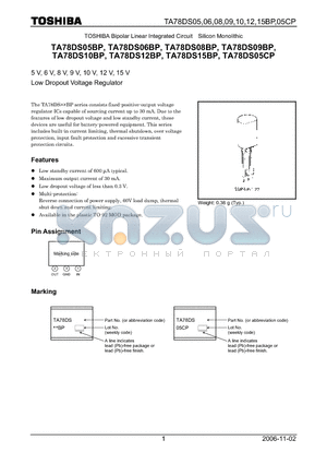 TA78DS05BP_06 datasheet - 5 V, 6 V, 8 V, 9 V, 10 V, 12 V, 15 V Low Dropout Voltage Regulator