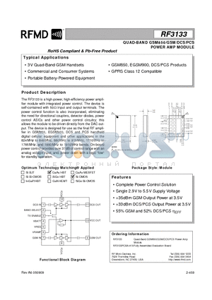 RF3133_05 datasheet - QUAD-BAND GSM850/GSM/DCS/PCS POWER AMP MODULE