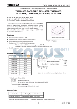 TA78L05PF datasheet - 3-Terminal Positive Voltage Regulators