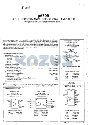 UA709 datasheet - HIGH-PERFORMANCE OPERATIONAL AMPLIFIER