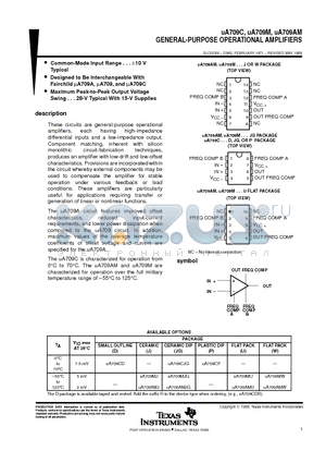 UA709C datasheet - GENERAL-PURPOSE OPERATIONAL AMPLIFIERS