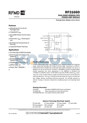 RF3166DPCBA-410 datasheet - DUAL-BAND GSM900/DCS POWER AMP MODULE