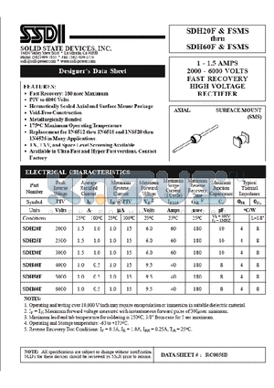 SDH60FSMS datasheet - 1-1.5AMPS FAST RECOVERY HIGH VOLTAGE RECTIFIER