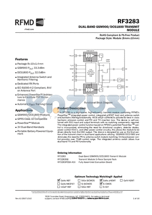 RF3283PCBA-41X datasheet - DUAL-BAND GSM900/DCS1800 TRANSMIT MODULE