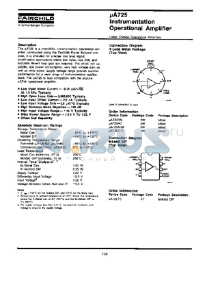 UA725HM datasheet - INSTRUMENTATION OPERATIONAL AMPLIFIER