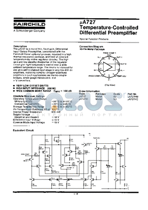 UA727HC datasheet - TEMPERATURE-CONTROLLED DIFFERENTIAL PREAMPLIFIER