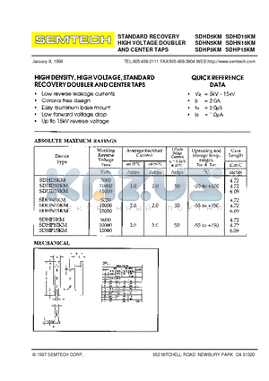 SDHN15KM datasheet - STANDARD RECOVERY HIGH VOLTAGE DOUBLER AND CENTER TAPS