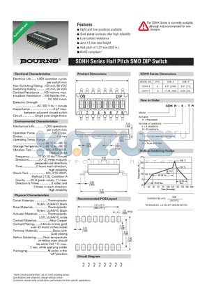 SDHH datasheet - Half Pitch SMD DIP Switch