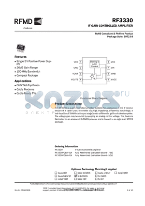 RF3330 datasheet - IF GAIN CONTROLLED AMPLIFIER